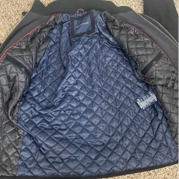 Tommy Hilfiger Double Zip Black Wool blend Medium Overcoat bomber - Picture 6 of 8